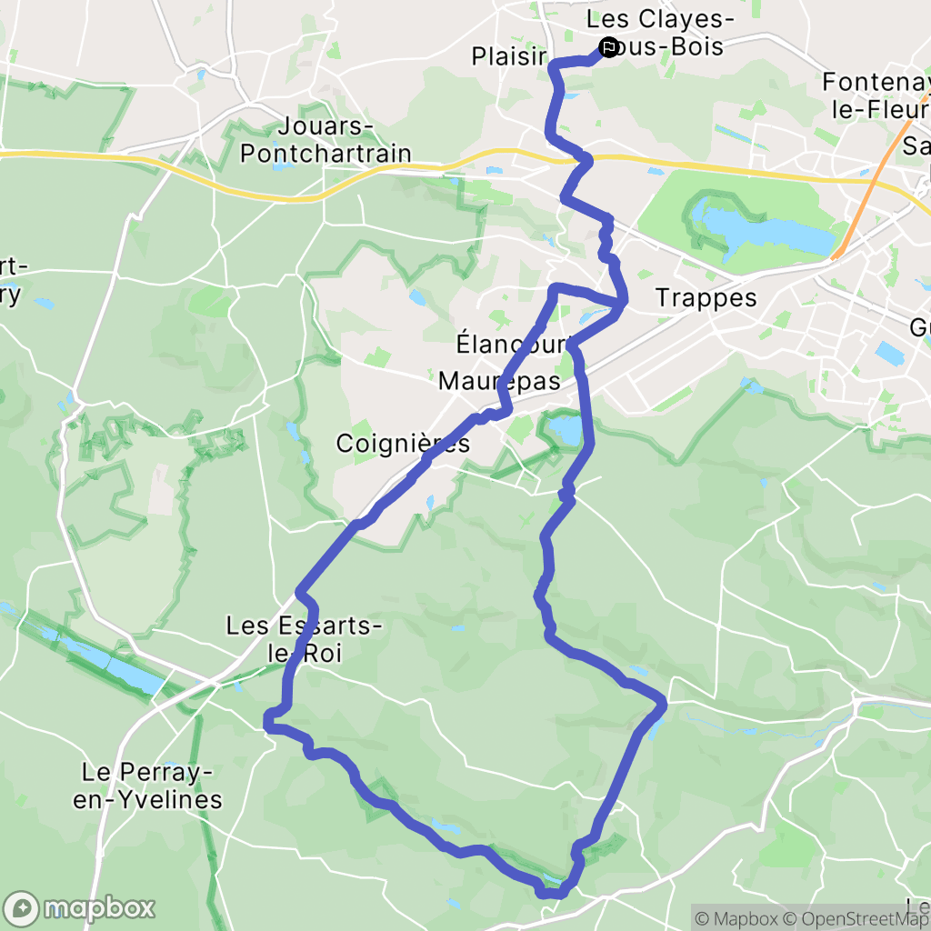 Les Clayes-sous-Bois : carte du parcours de randonnée - France