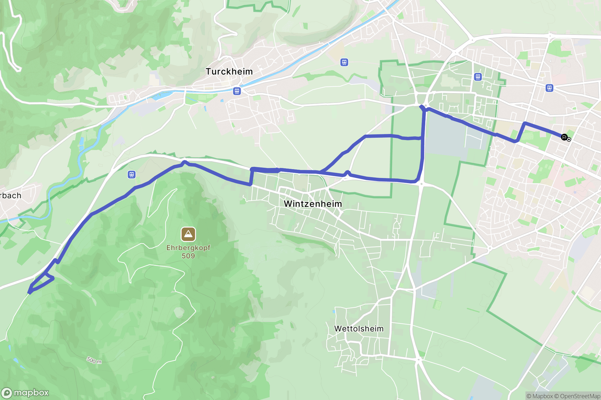 Colmar : carte du parcours de randonnée - France