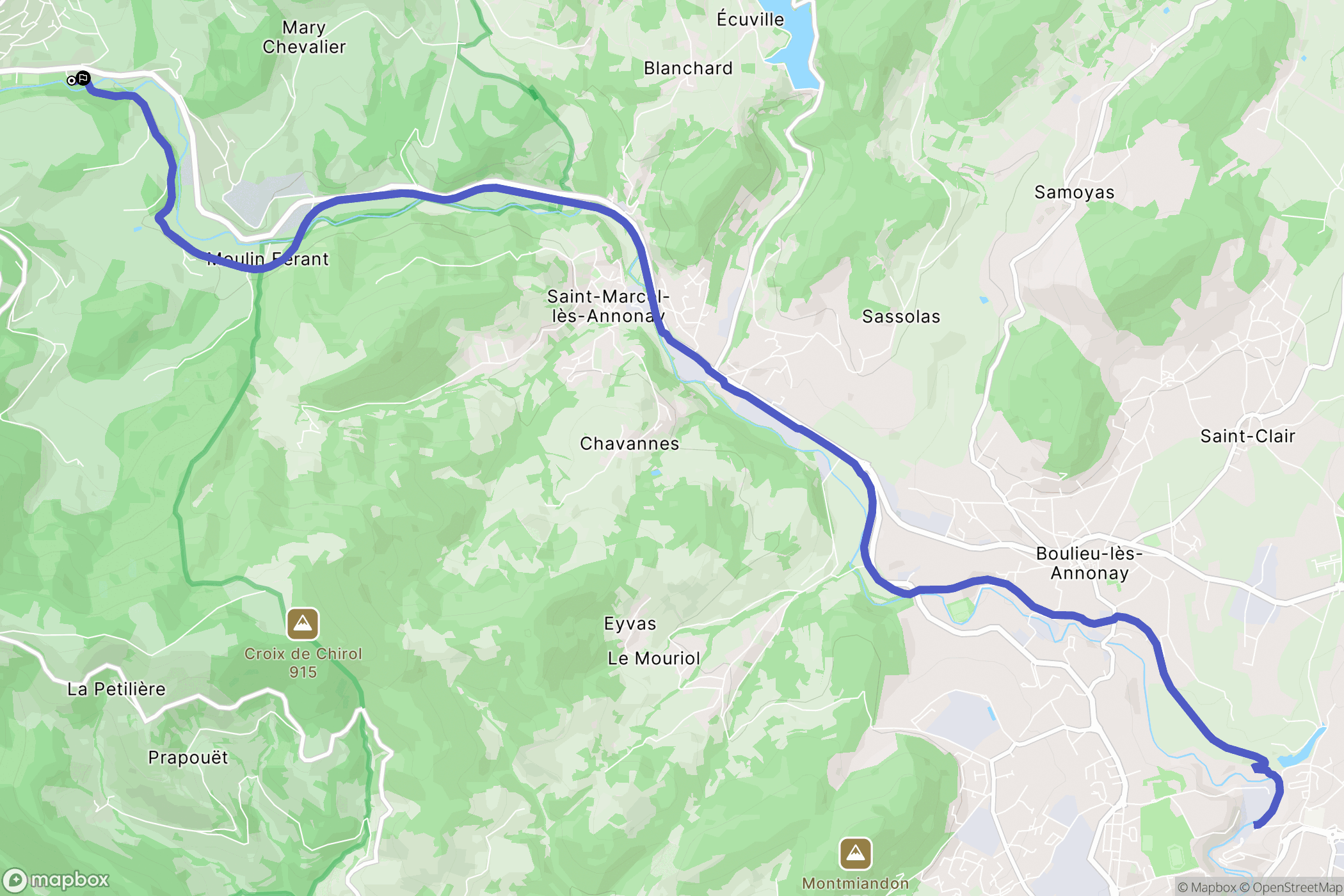 Bourg-Argental : carte du parcours de randonnée - France