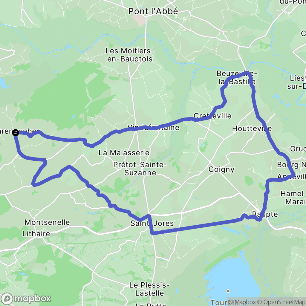 Varenguebec : carte du parcours de randonnée - France
