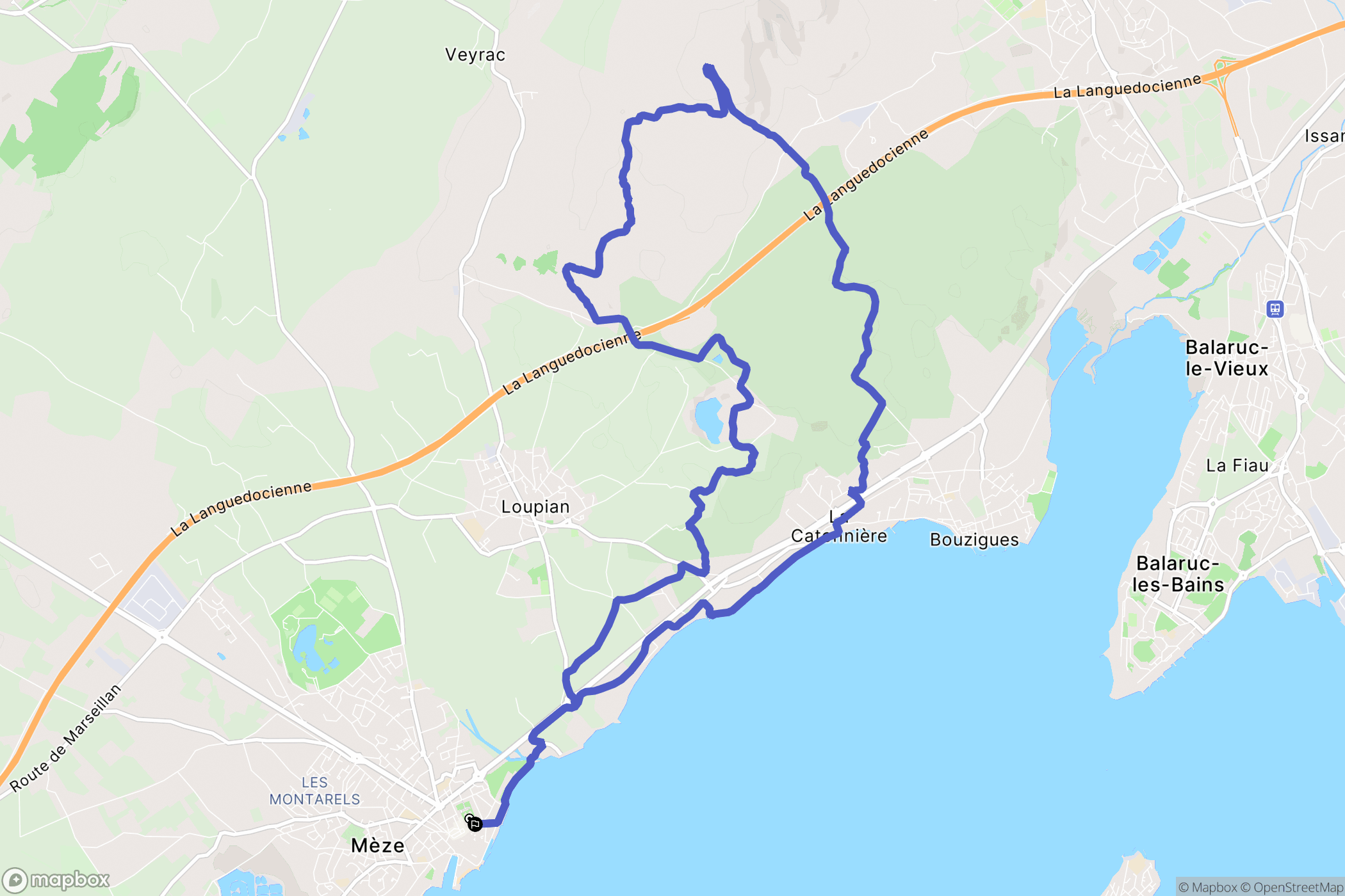Mèze : carte du parcours de randonnée - France