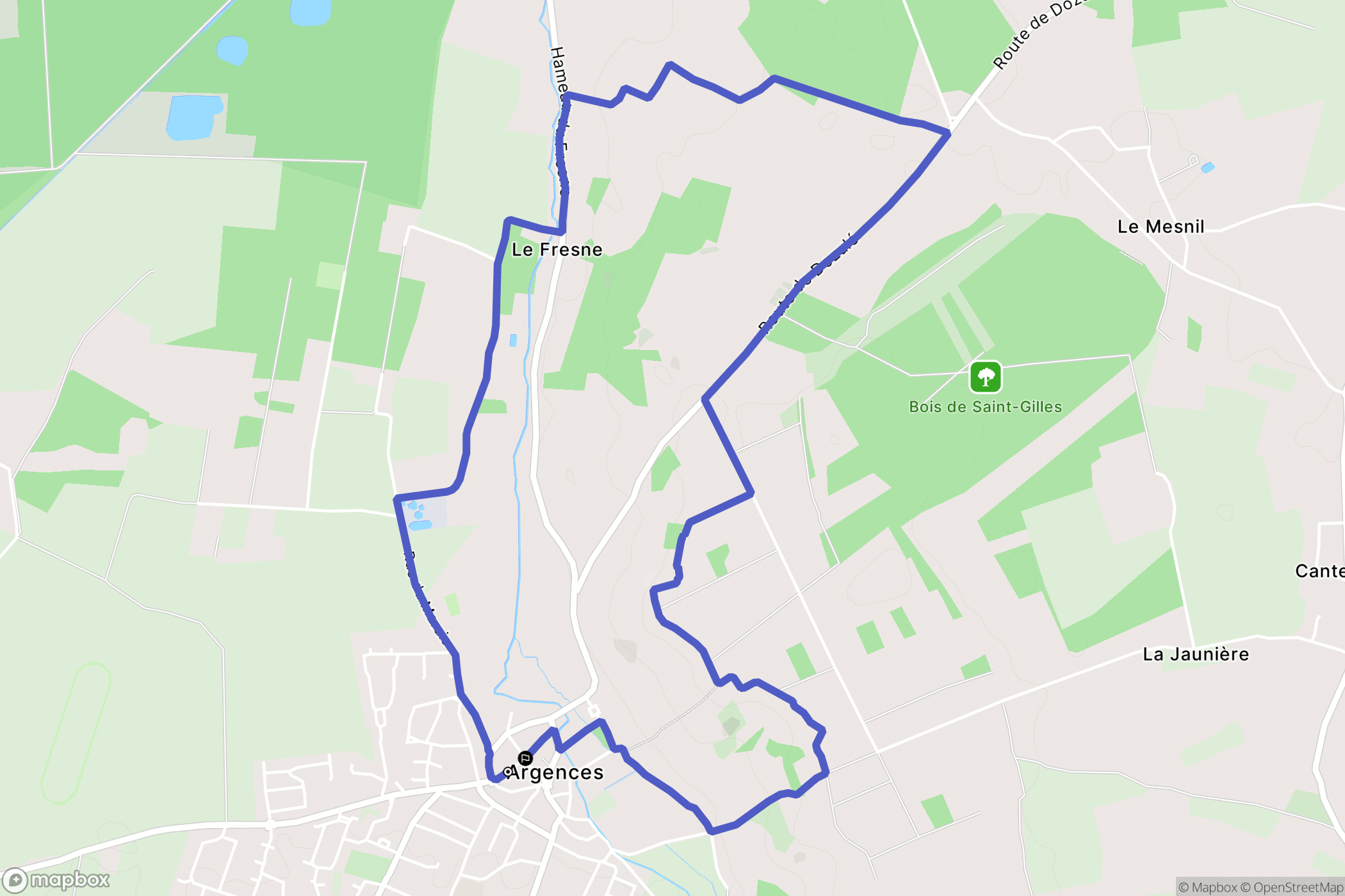 Argences : carte du parcours de randonnée - France