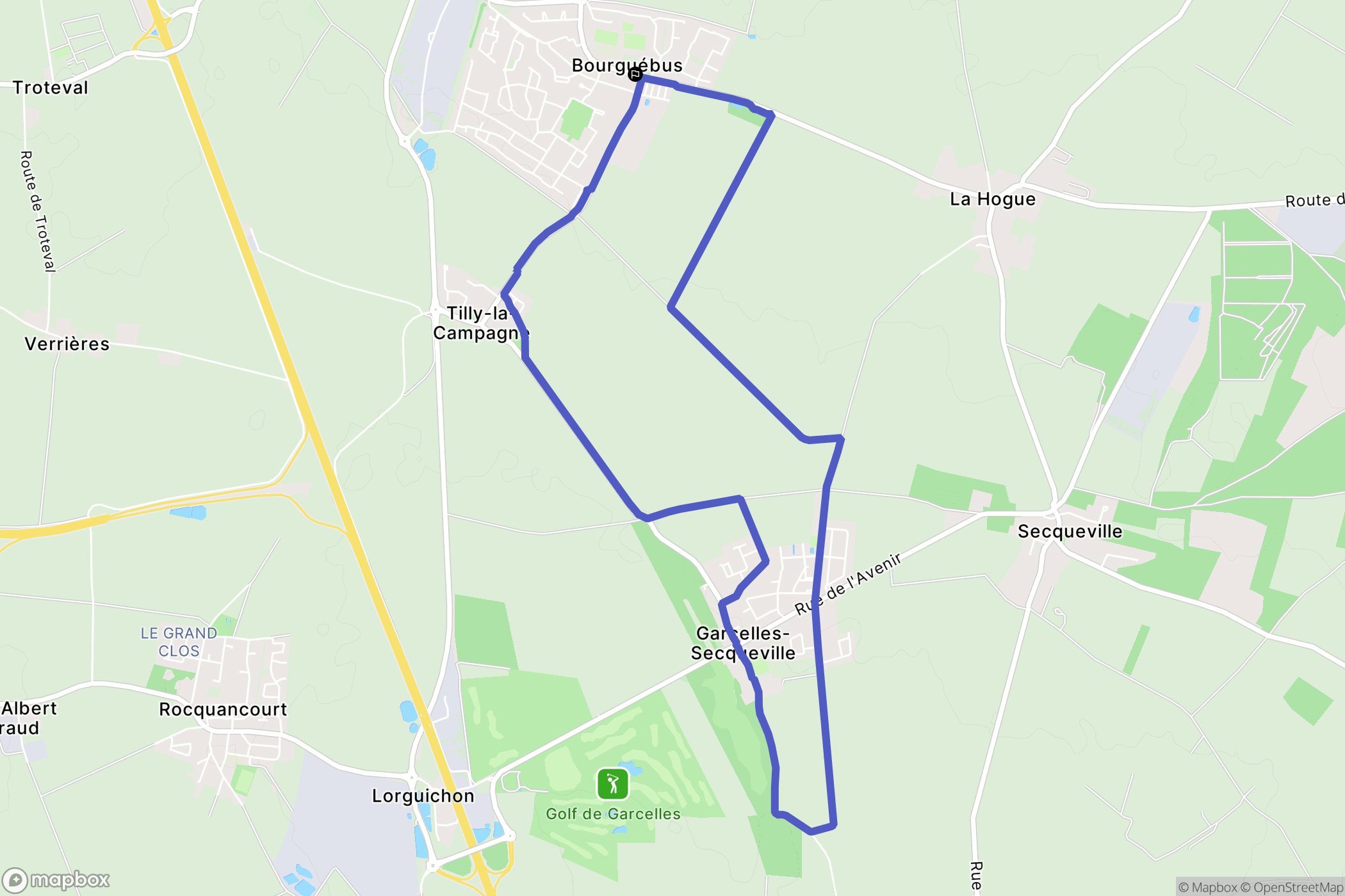 Bourguébus : carte du parcours de randonnée - France