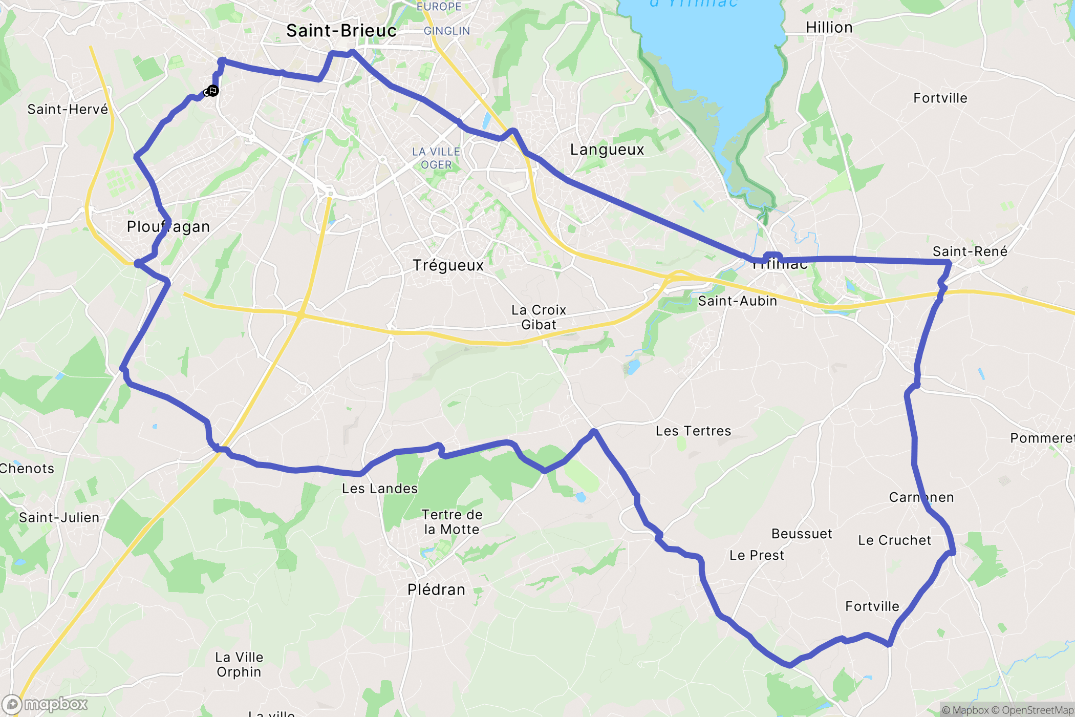 Saint-Brieuc : carte du parcours de randonnée - France