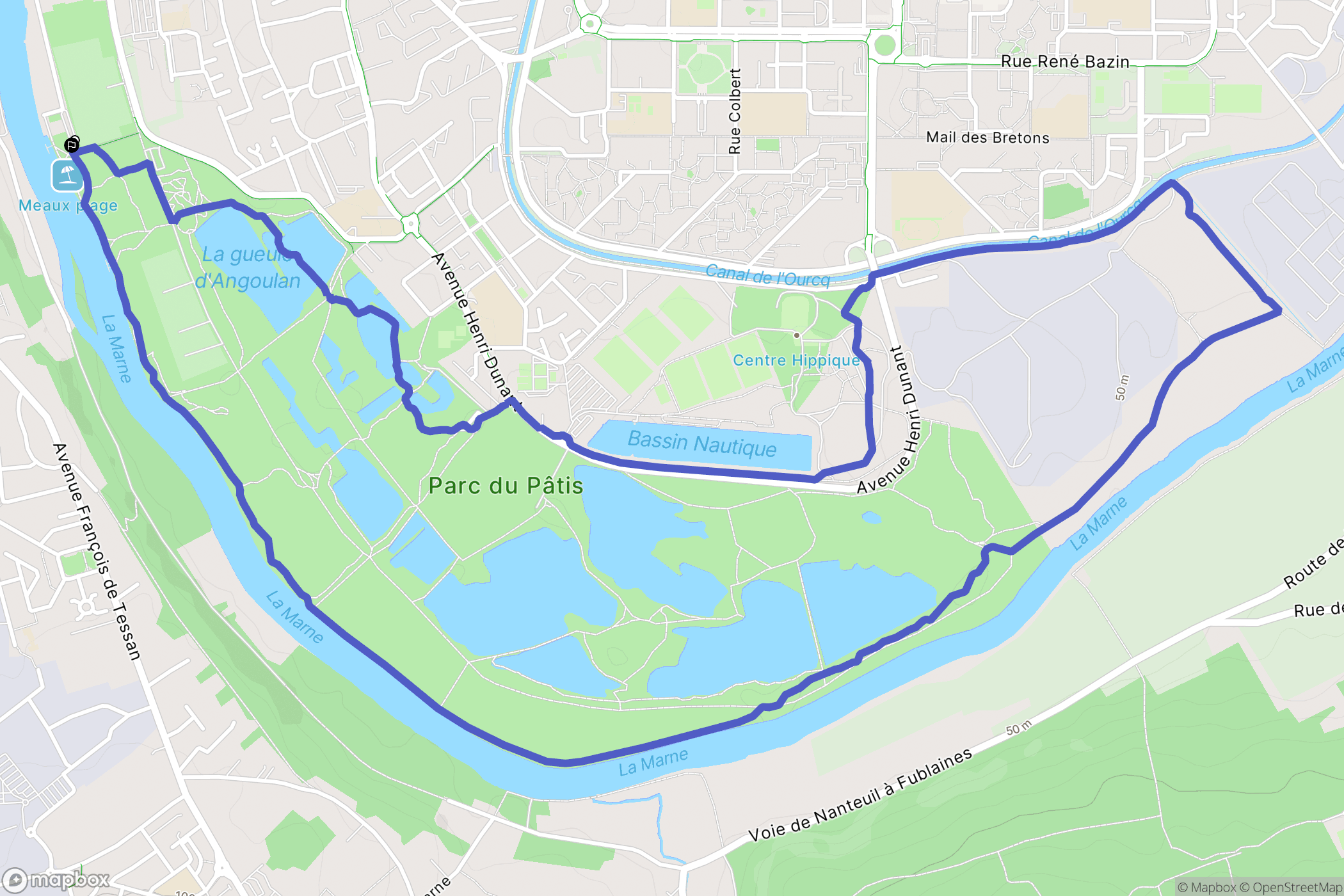 Meaux : carte du parcours de randonnée - France