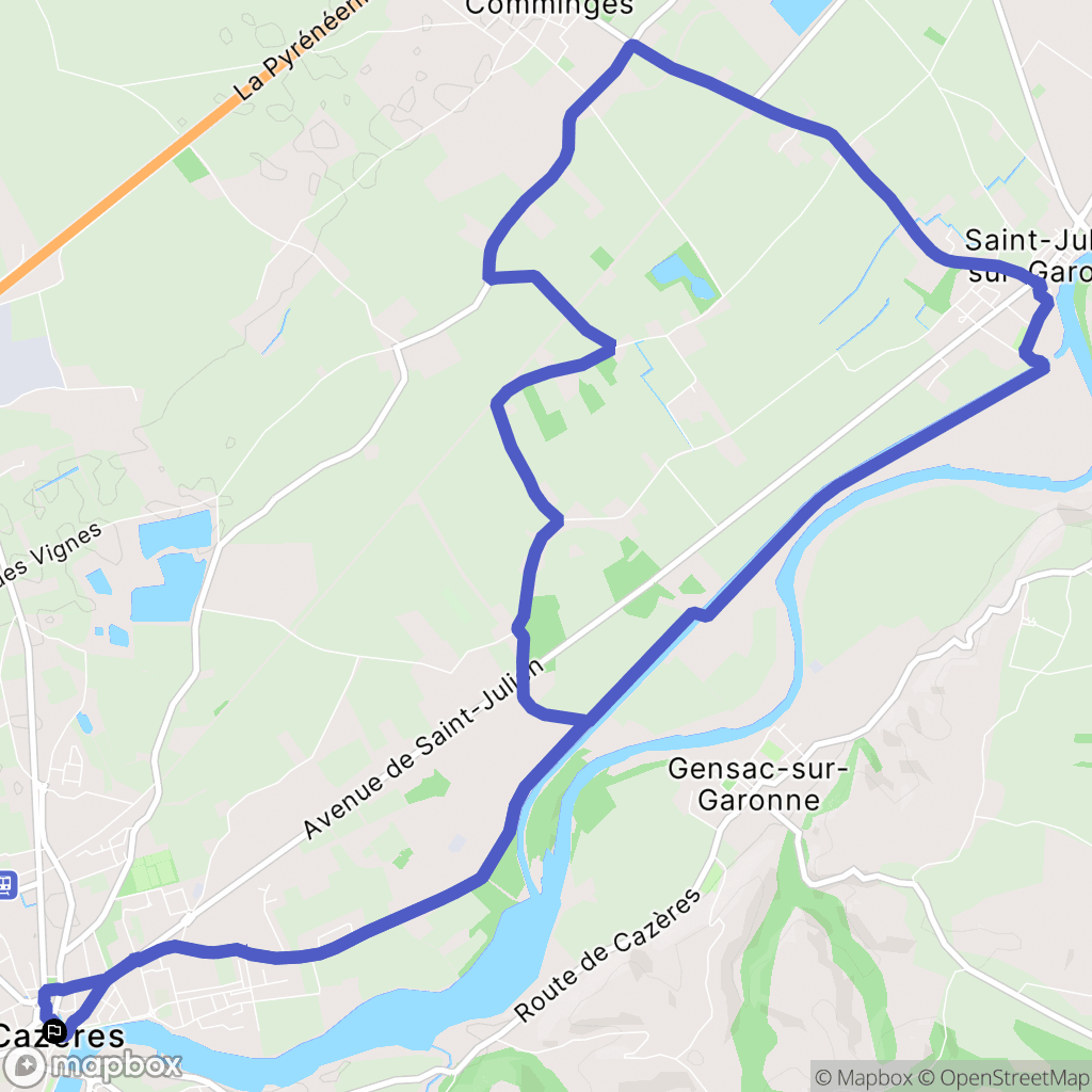 Cazères : carte du parcours de randonnée - France