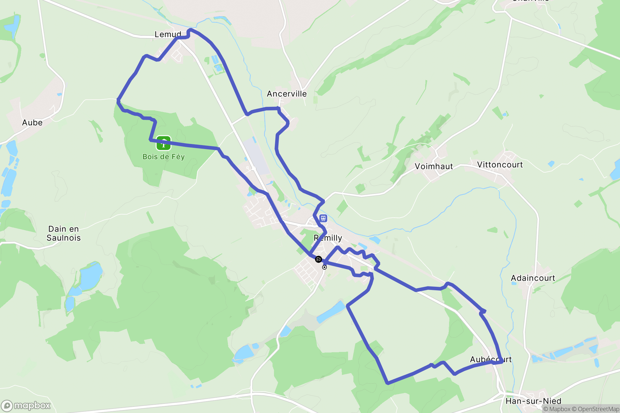 Remilly : carte du parcours de randonnée - France