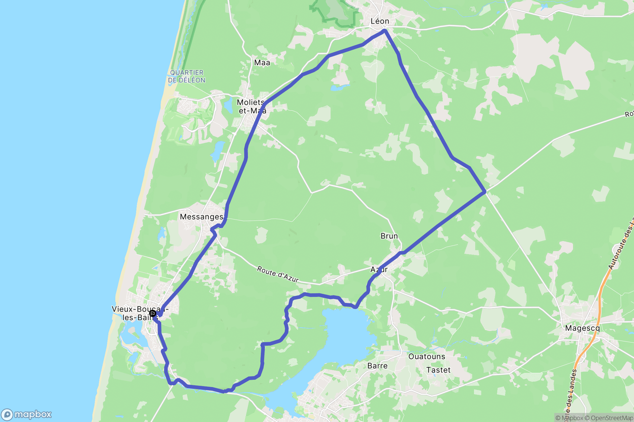 Vieux-Boucau-les-Bains : carte du parcours de randonnée - France