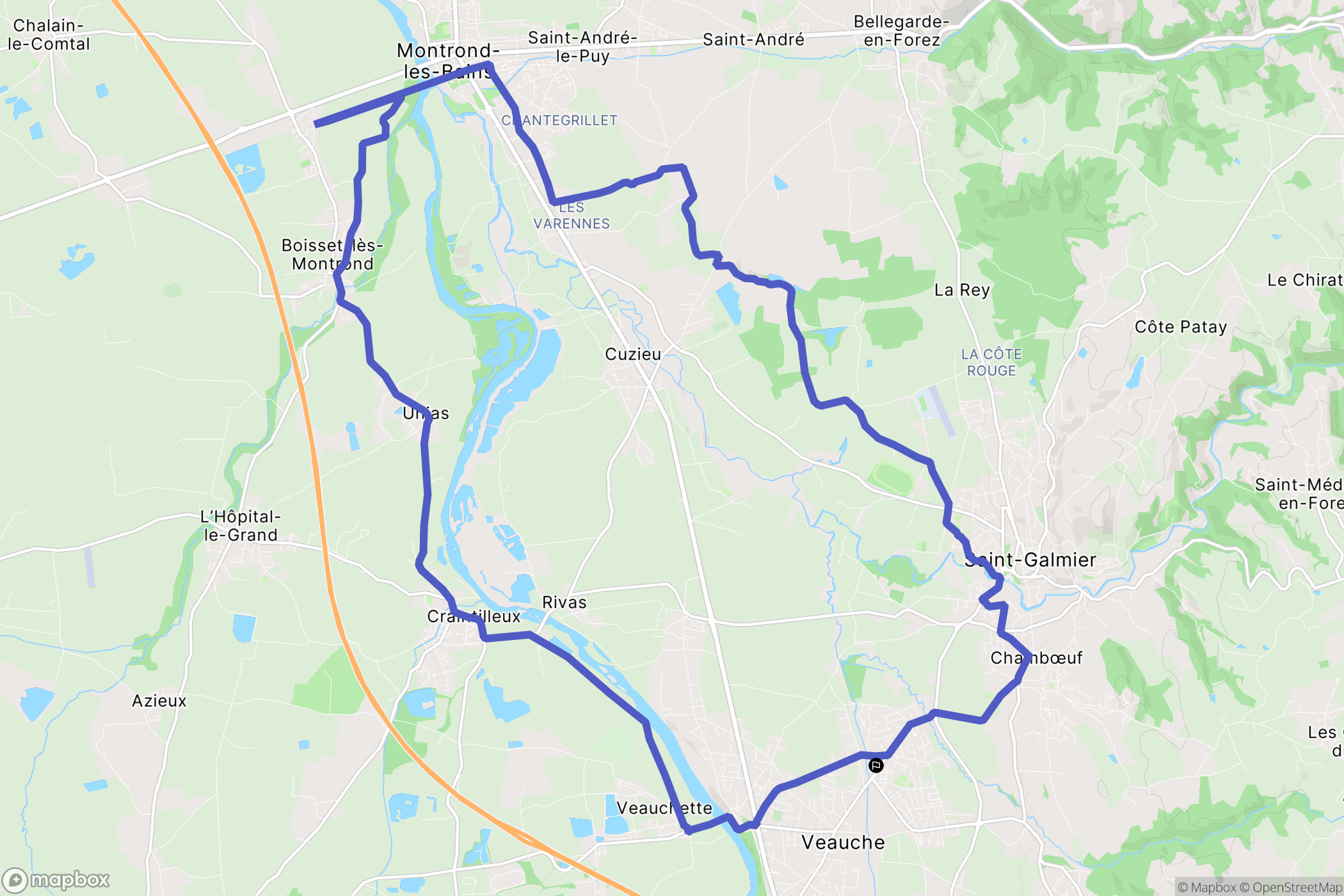 Veauche : carte du parcours de randonnée - France