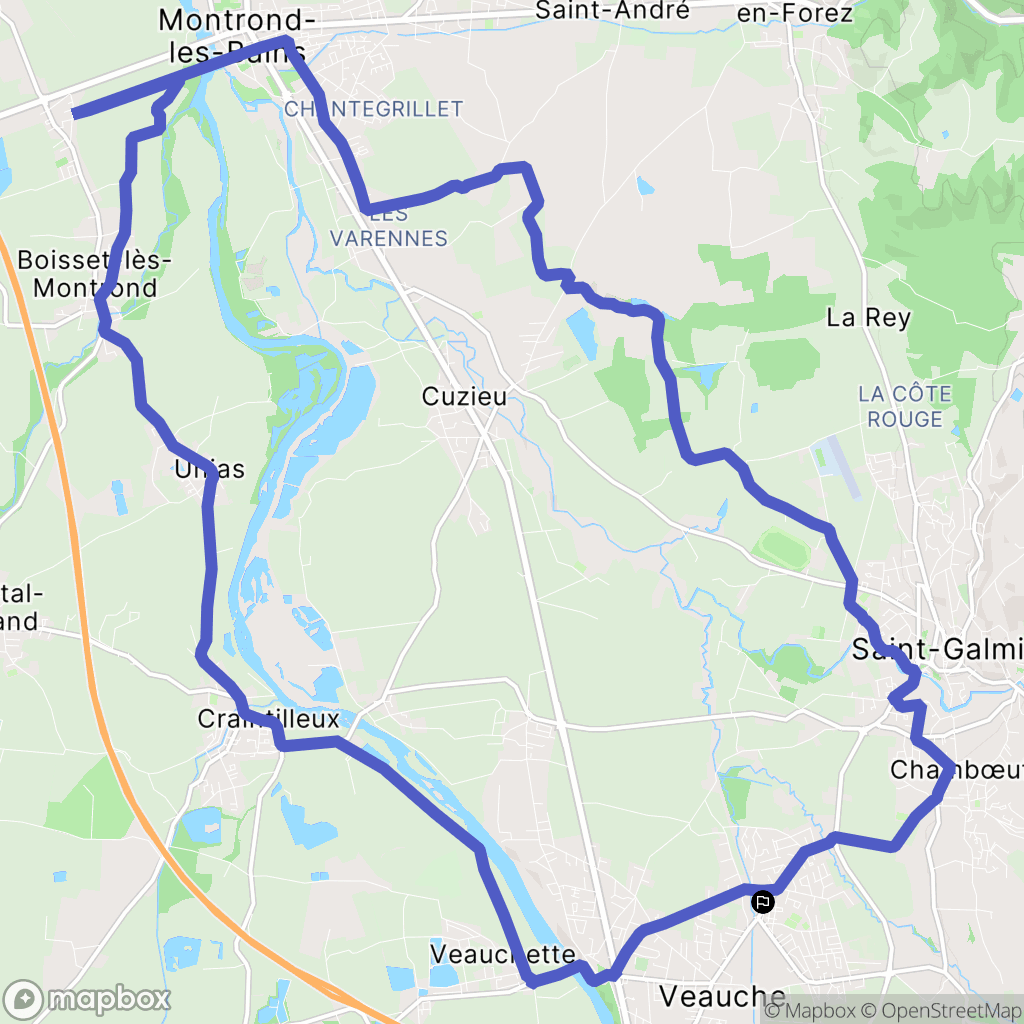 Veauche : carte du parcours de randonnée - France