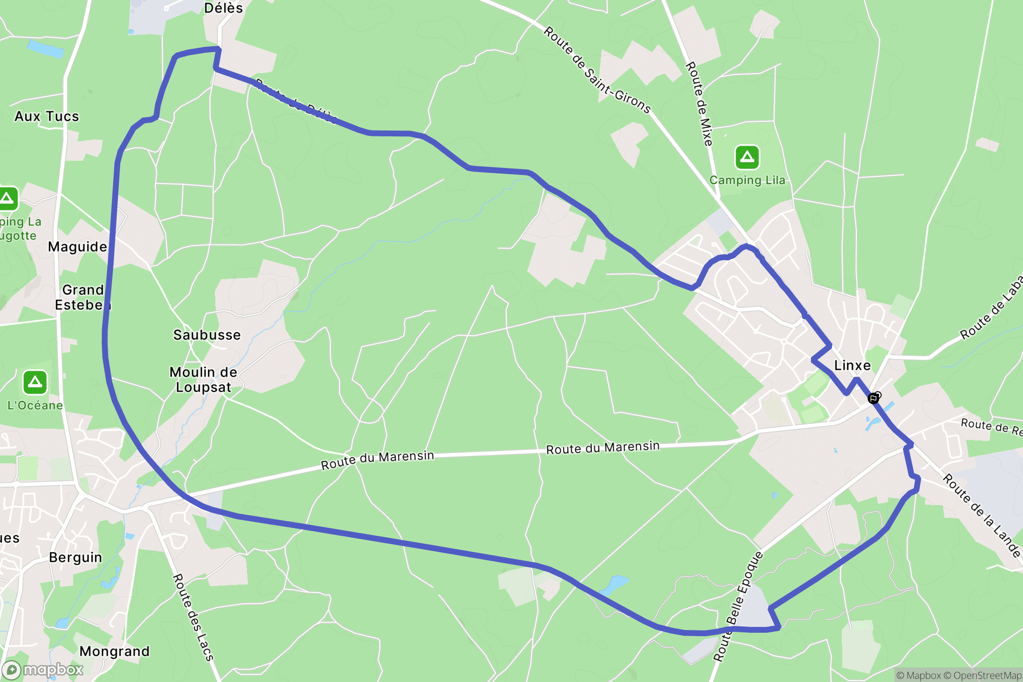 Linxe : carte du parcours de randonnée - France