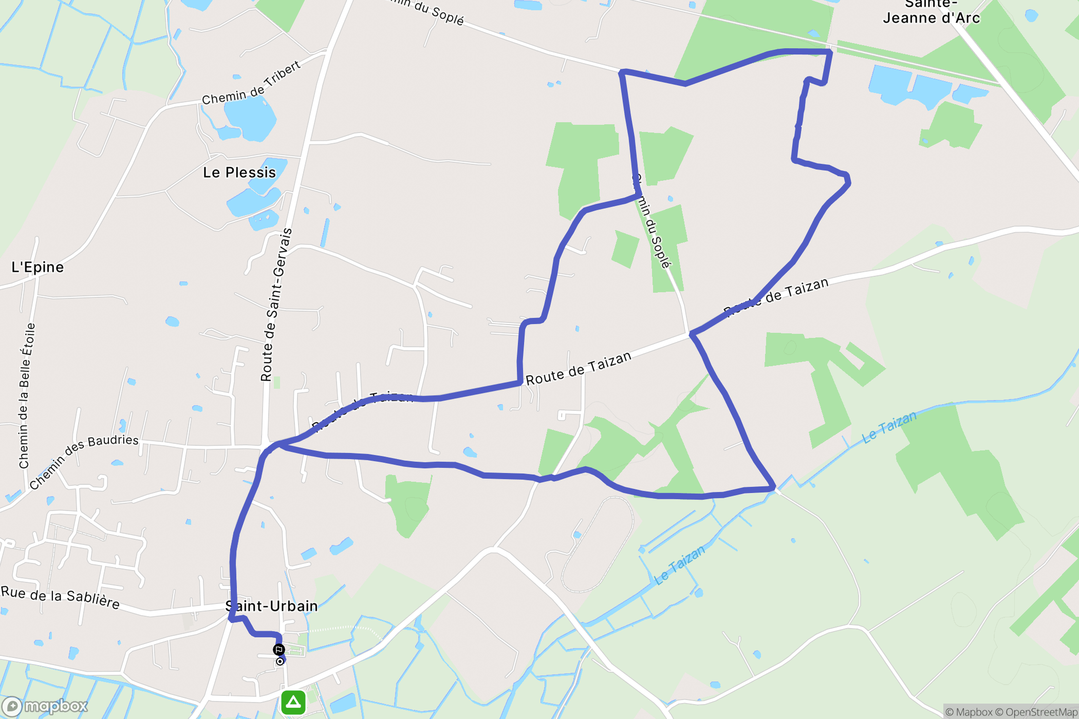Saint-Urbain : carte du parcours de randonnée - France