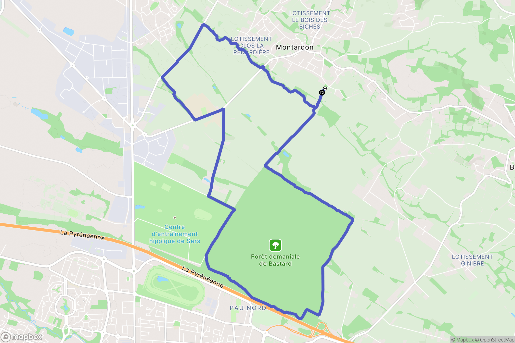 Montardon : carte du parcours de randonnée - France