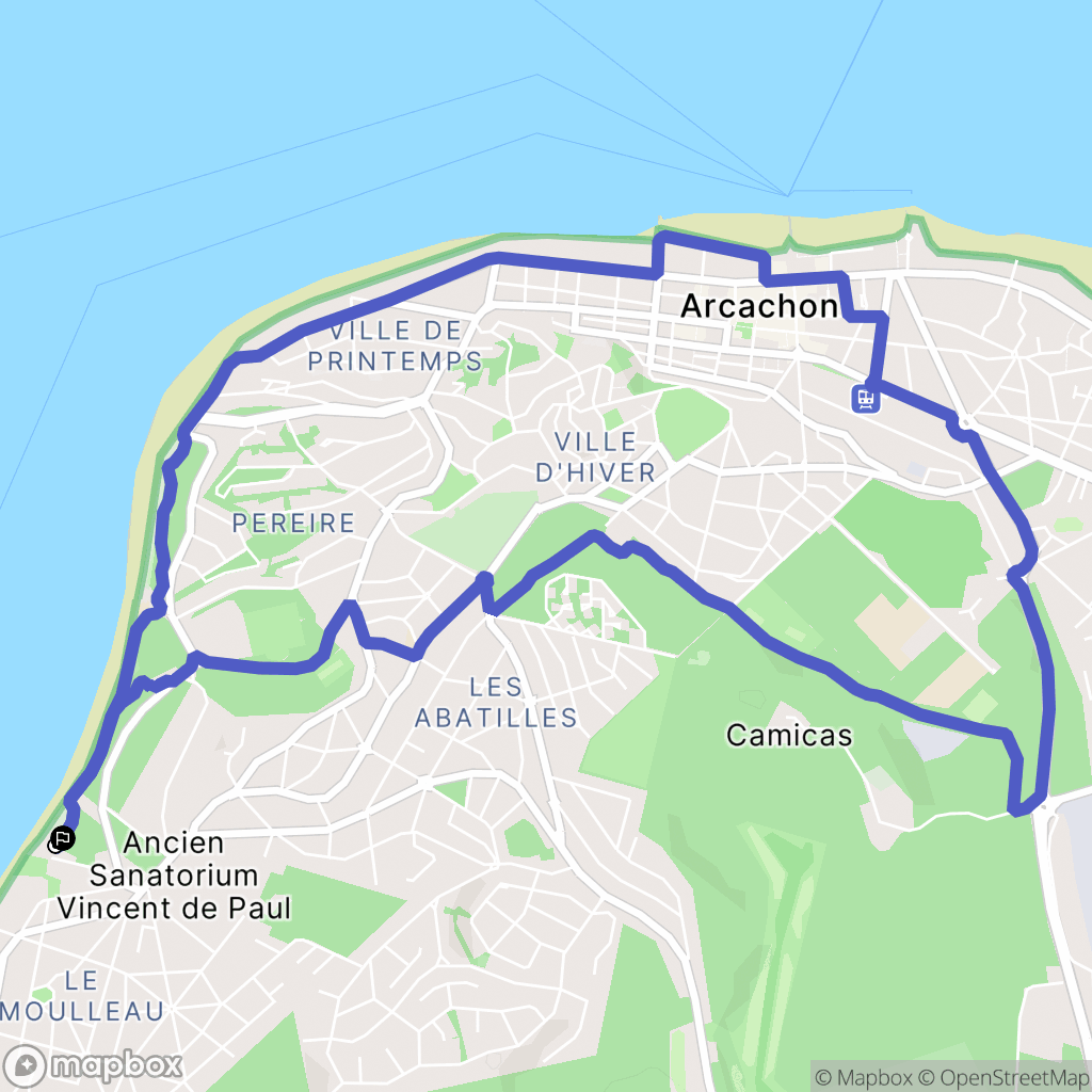 Arcachon : carte du parcours de randonnée - France