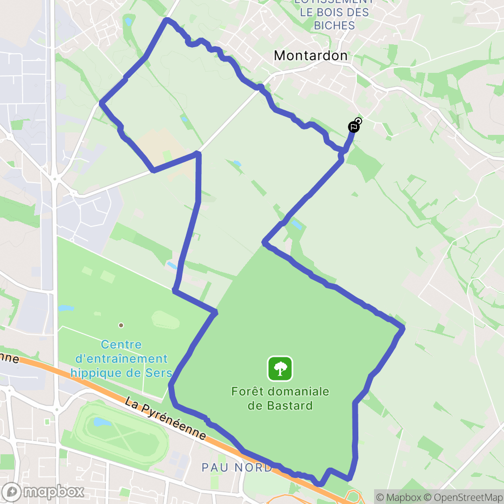 Montardon : carte du parcours de randonnée - France