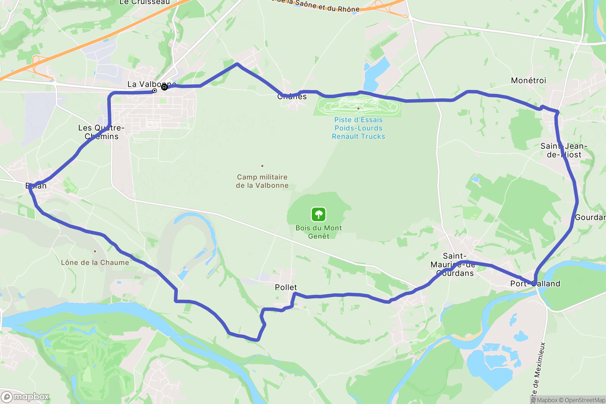 Béligneux : carte du parcours de randonnée - France