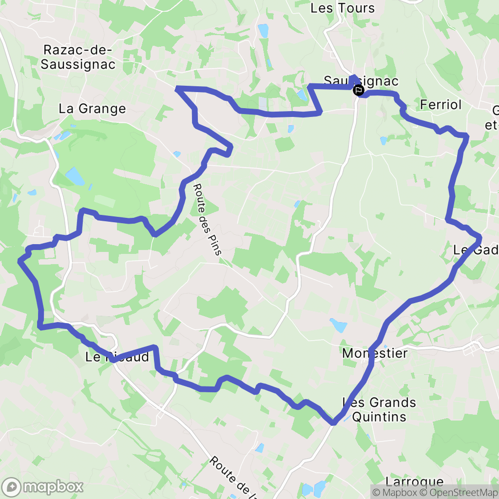 Saussignac : carte du parcours de randonnée - France