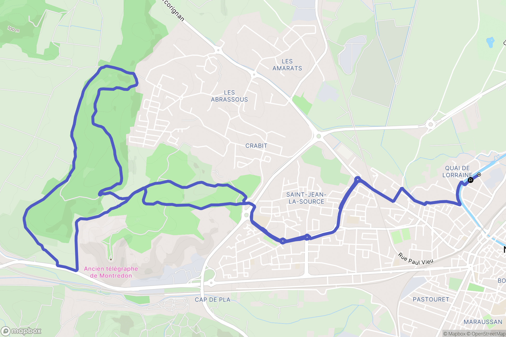 Narbonne : carte du parcours de randonnée - France