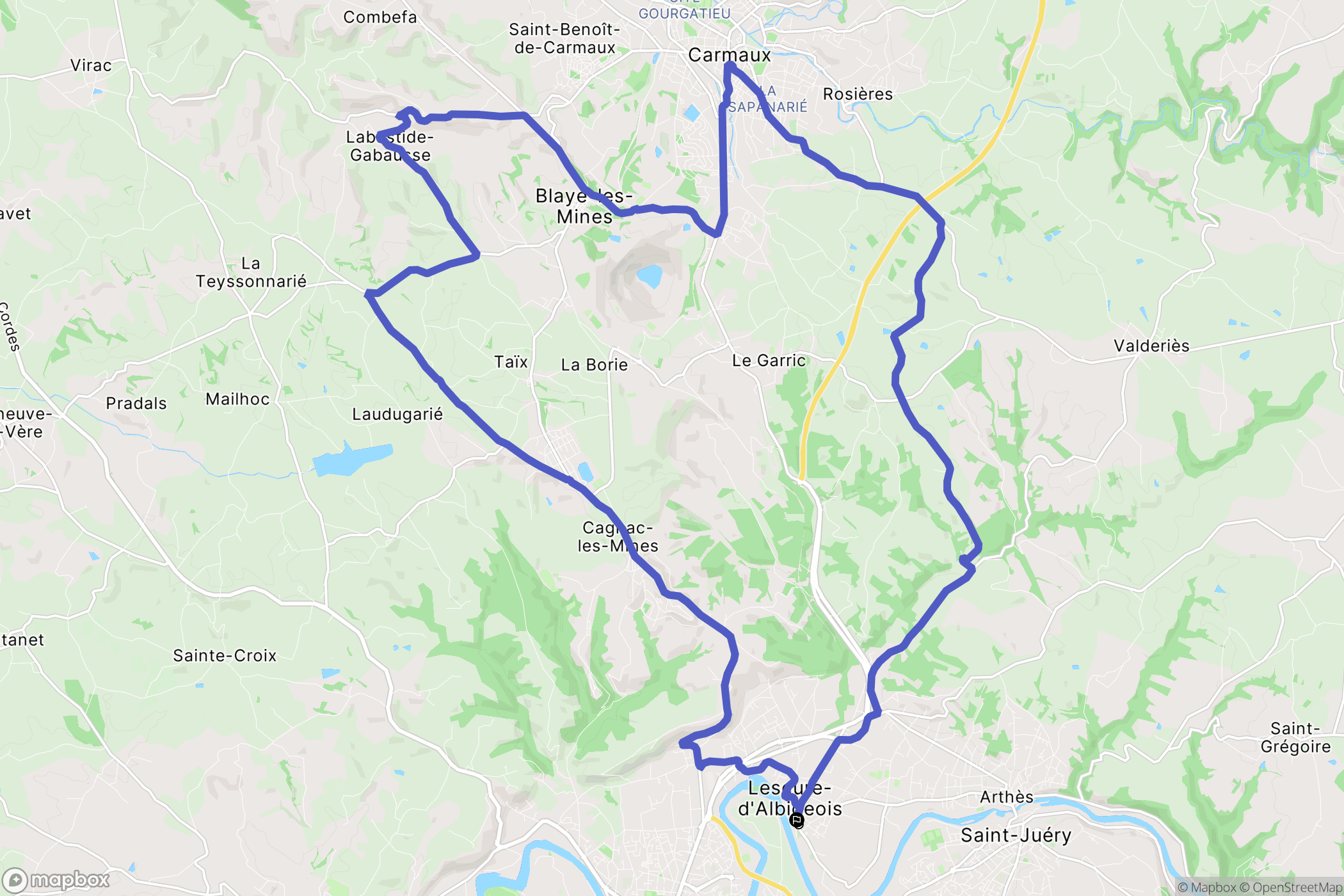 Lescure-d'Albigeois : carte du parcours de randonnée - France