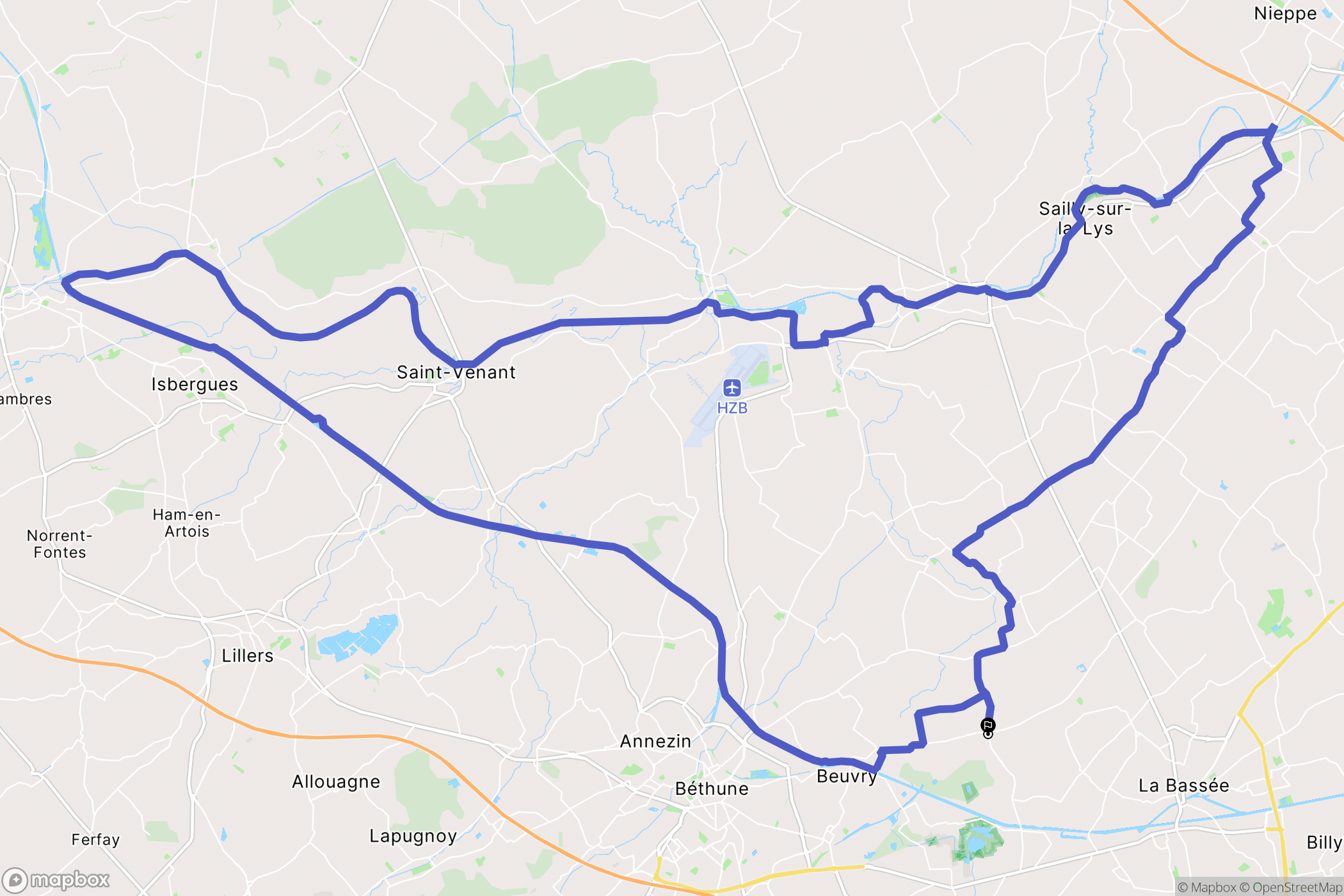 Festubert : carte du parcours de randonnée - France