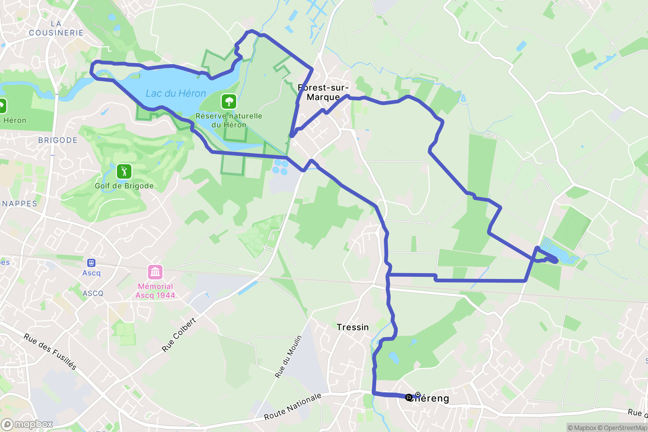 Chéreng : carte du parcours de randonnée - France