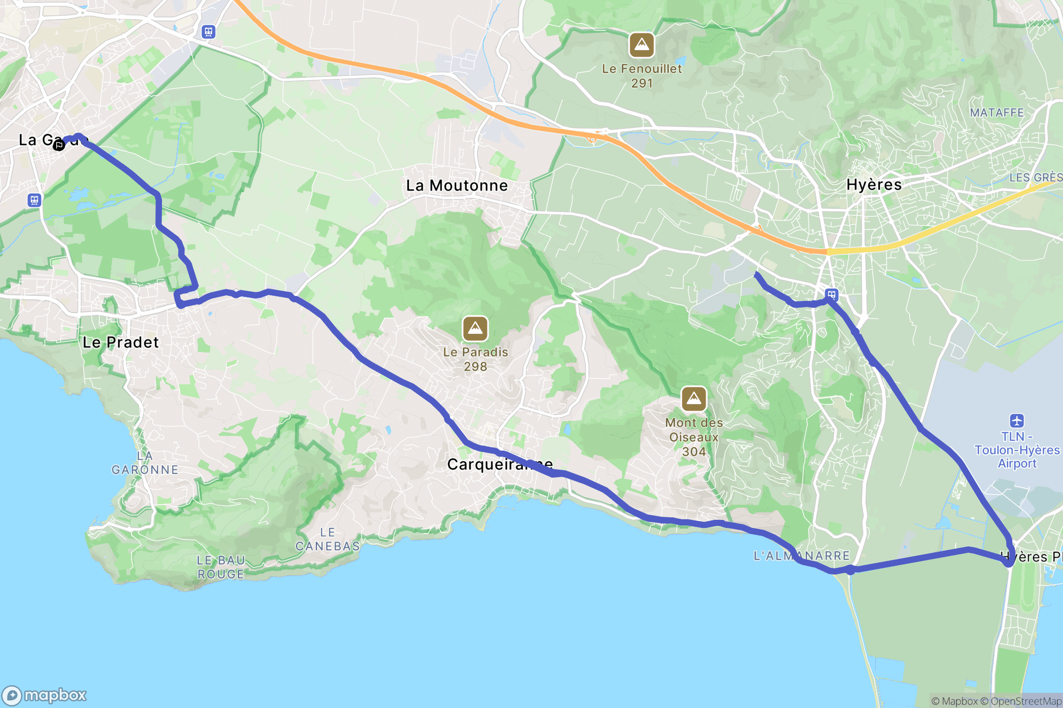 La Garde : carte du parcours de randonnée - France
