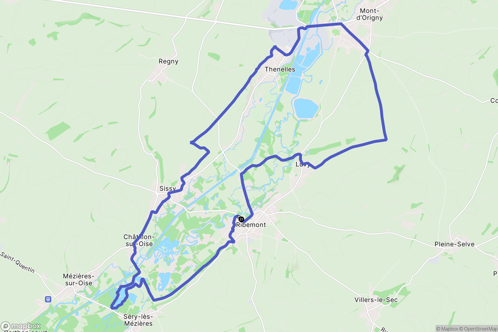 Ribemont : carte du parcours de randonnée - France
