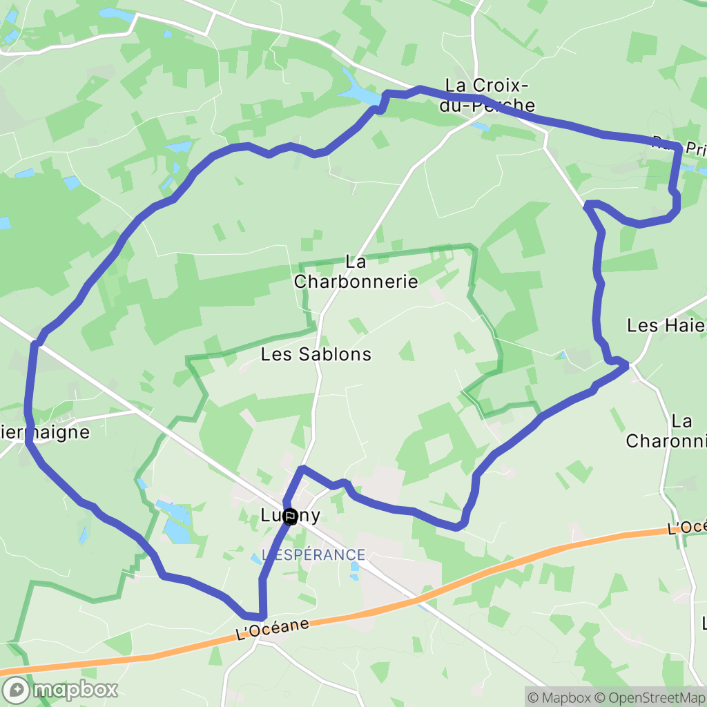 Luigny : carte du parcours de randonnée - France