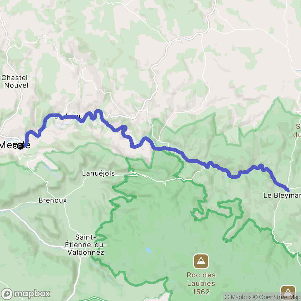 Mende : carte du parcours de randonnée - France