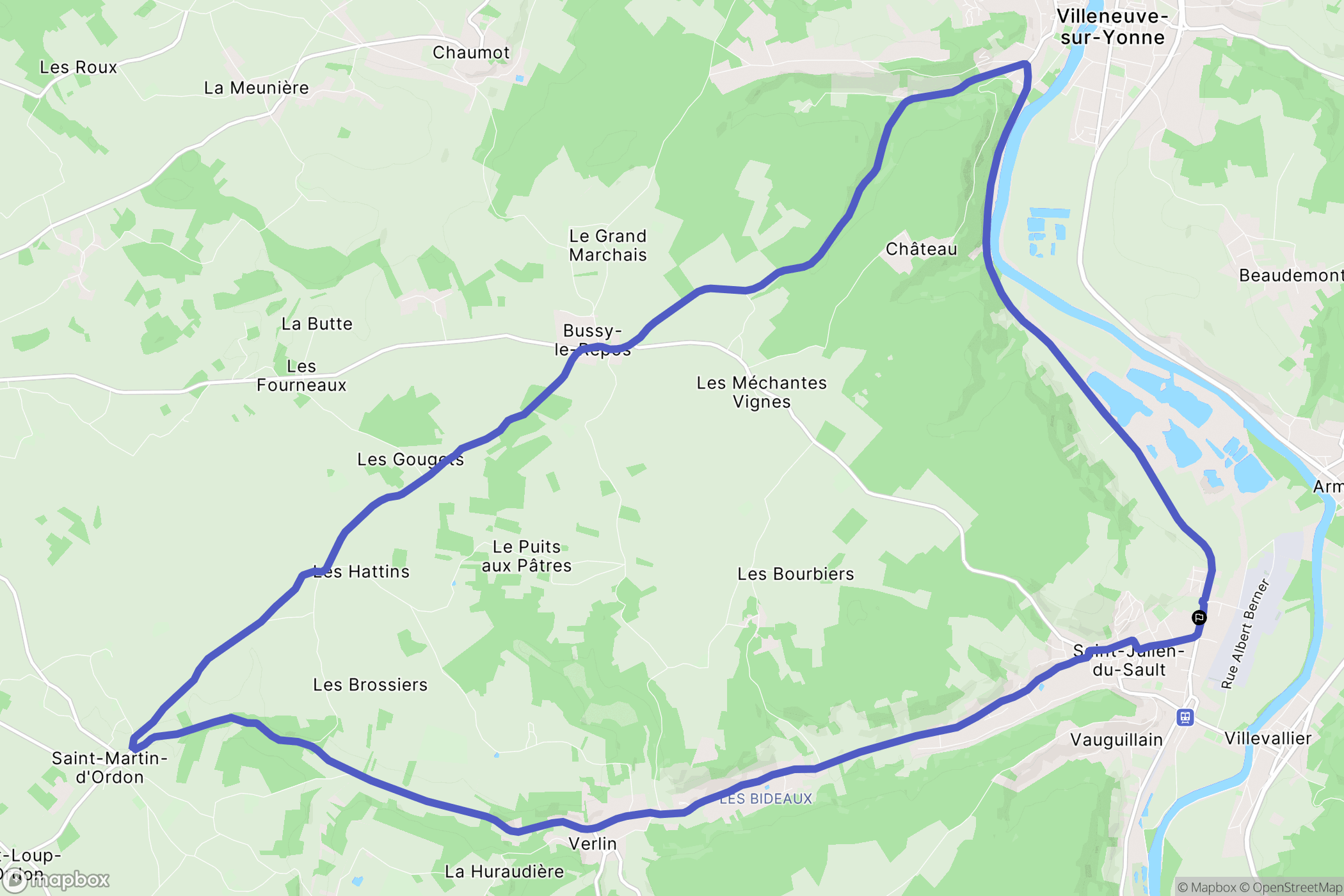 Saint-Julien-du-Sault : carte du parcours de randonnée - France