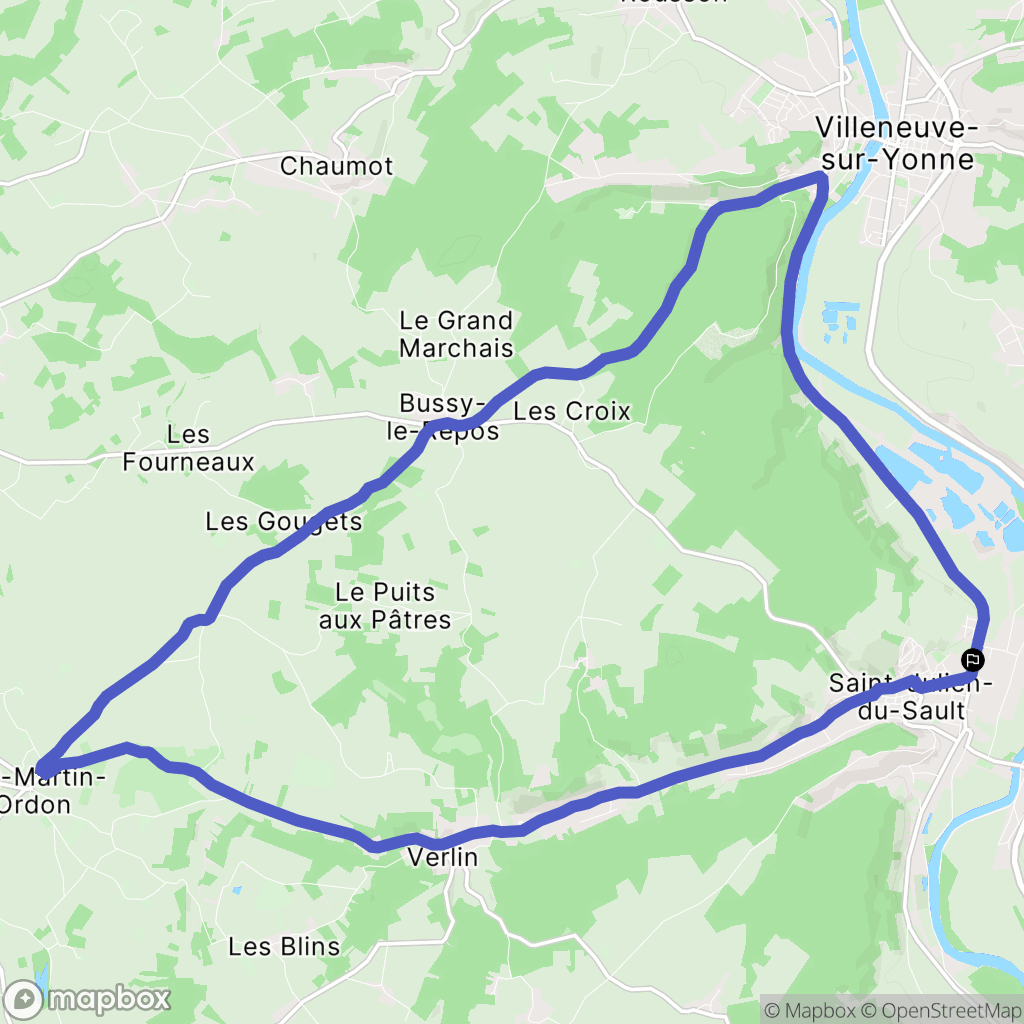 Saint-Julien-du-Sault : carte du parcours de randonnée - France