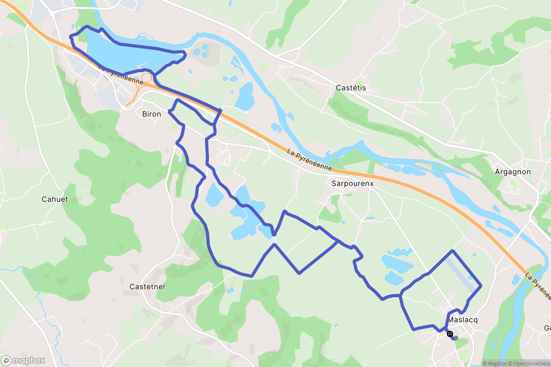 Maslacq : carte du parcours de randonnée - France