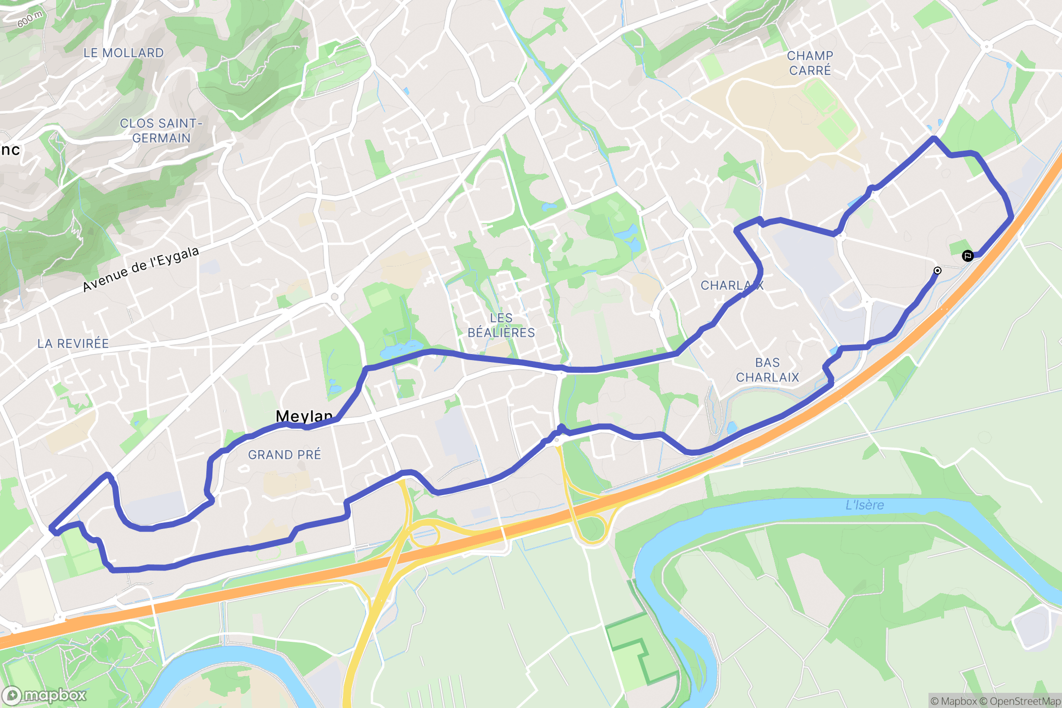 Montbonnot-Saint-Martin : carte du parcours de randonnée - France
