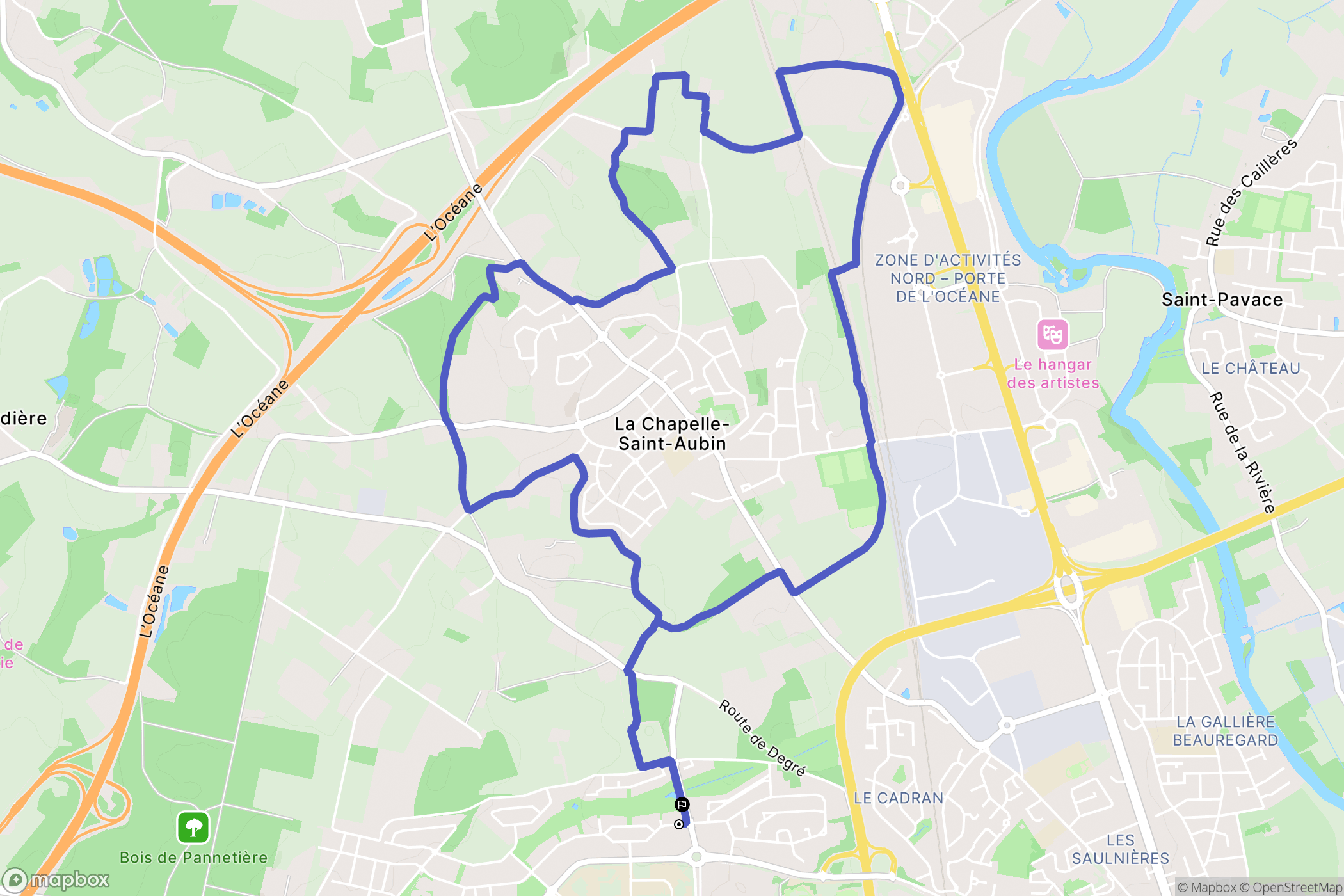 Le Mans : carte du parcours de randonnée - France