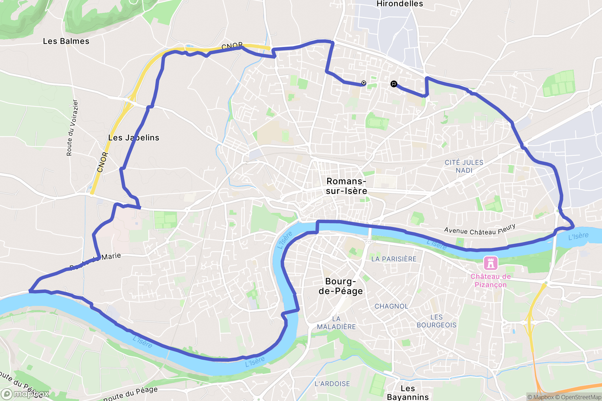Romans-sur-Isère : carte du parcours de randonnée - France