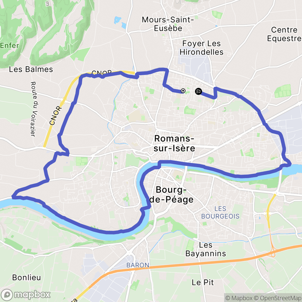Romans-sur-Isère : carte du parcours de randonnée - France