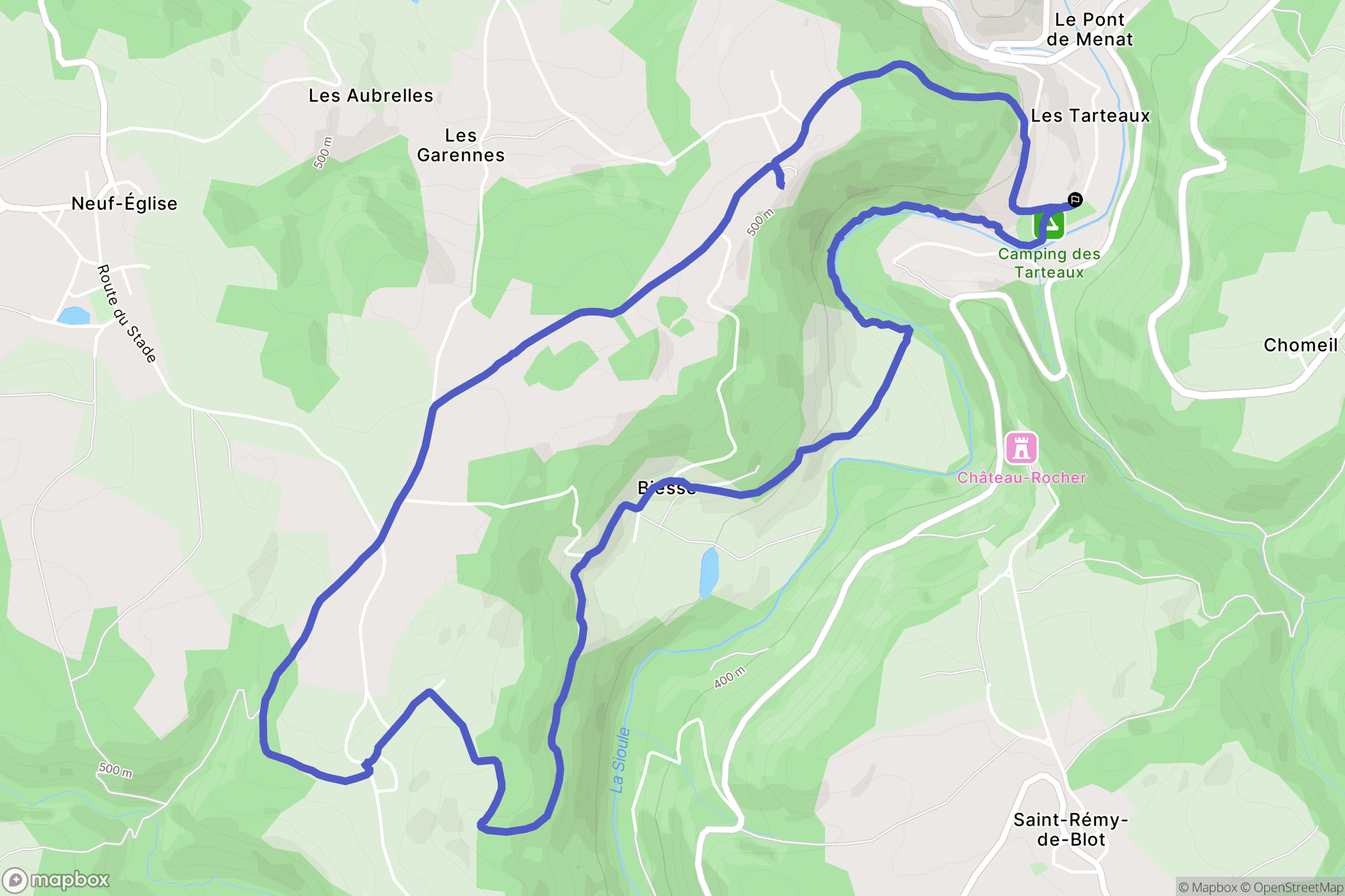 Menat : carte du parcours de randonnée - France