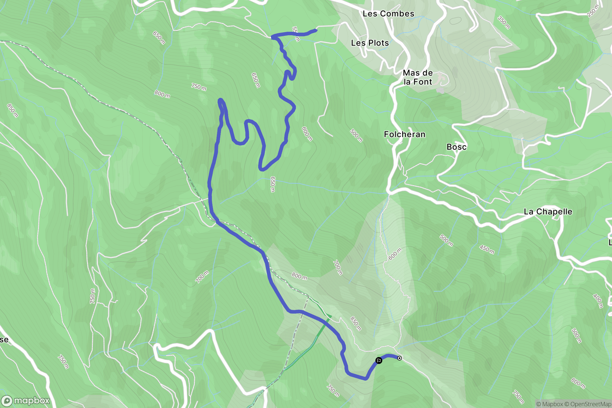 Les Vans : carte du parcours de randonnée - France