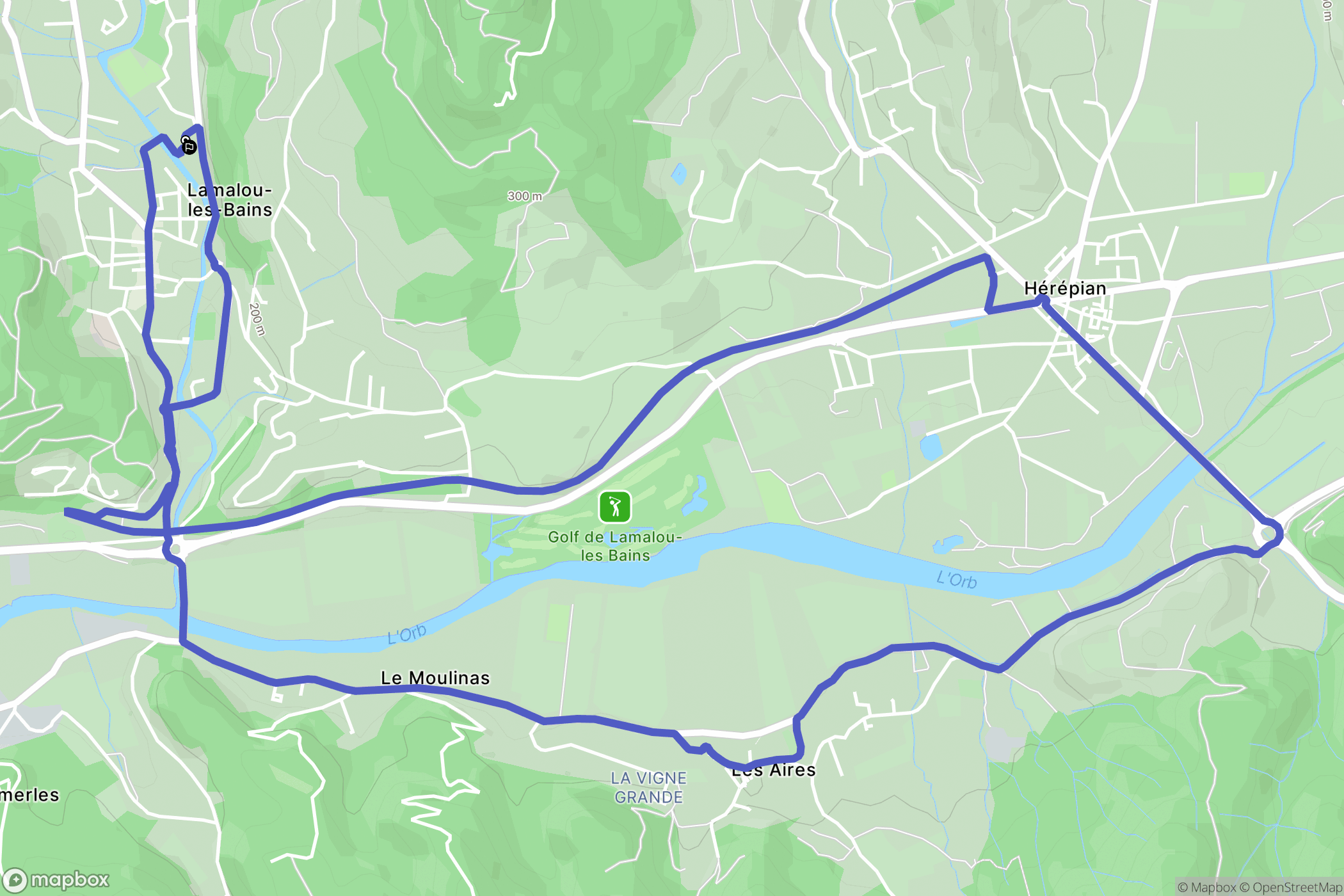 Lamalou-les-Bains : carte du parcours de randonnée - France