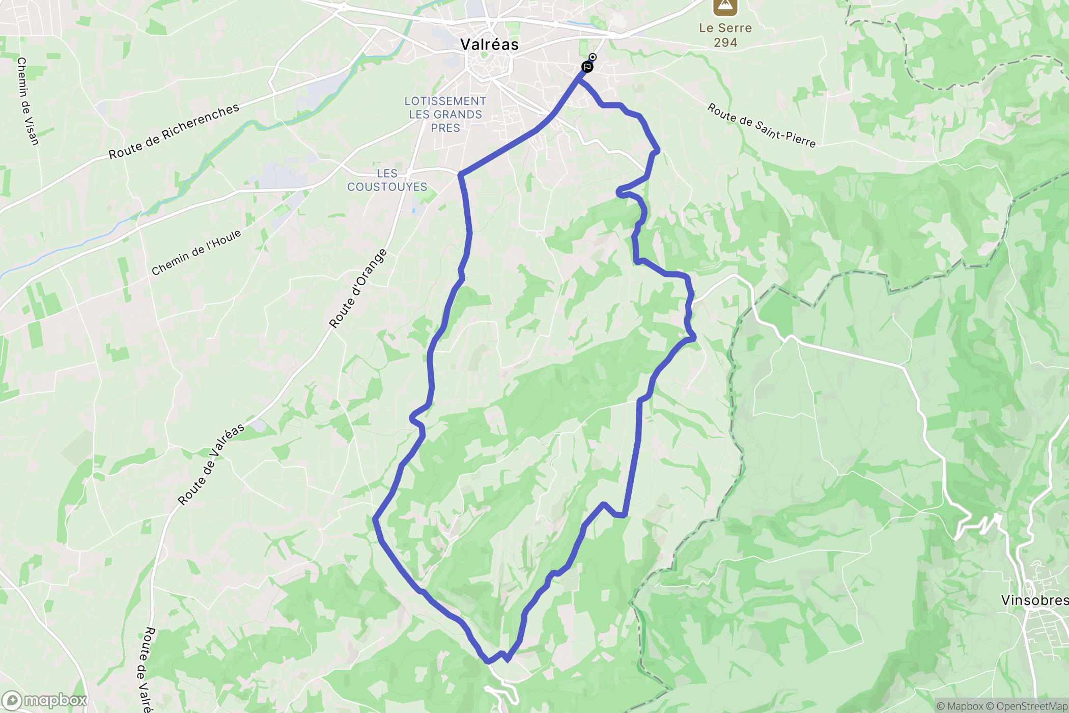 Valréas : carte du parcours de randonnée - France