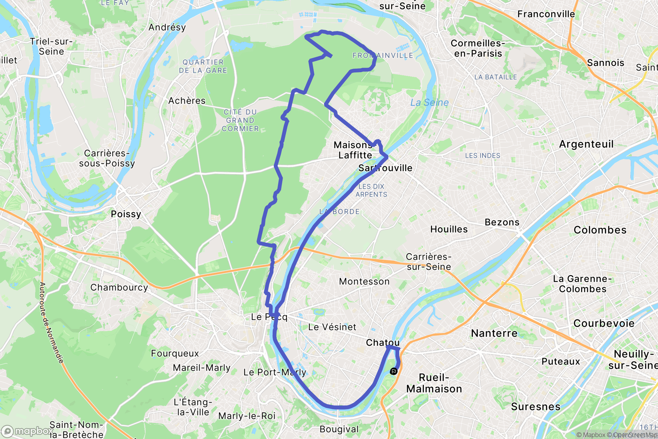 Rueil-Malmaison : carte du parcours de randonnée - France