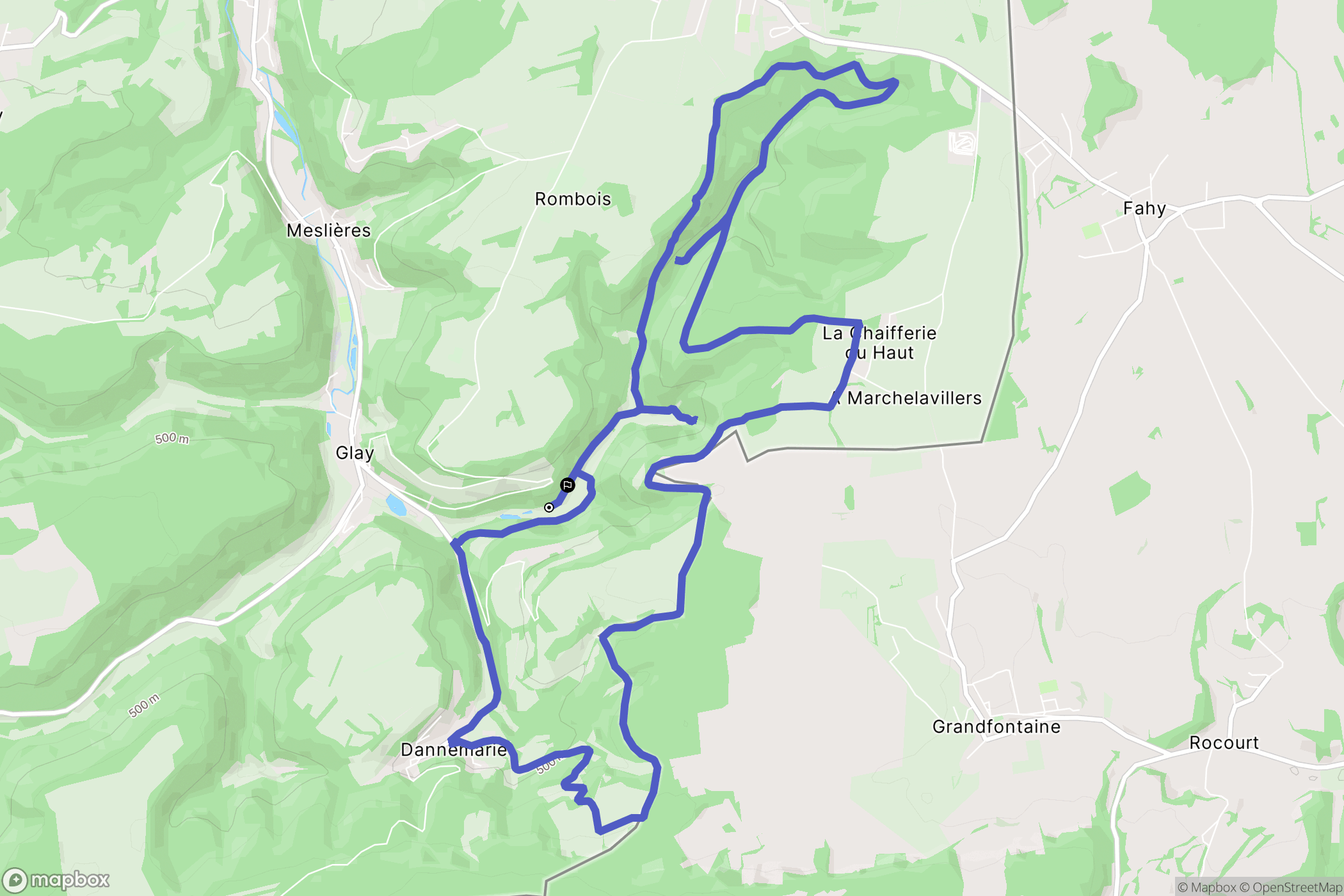 Glay : carte du parcours de randonnée - France