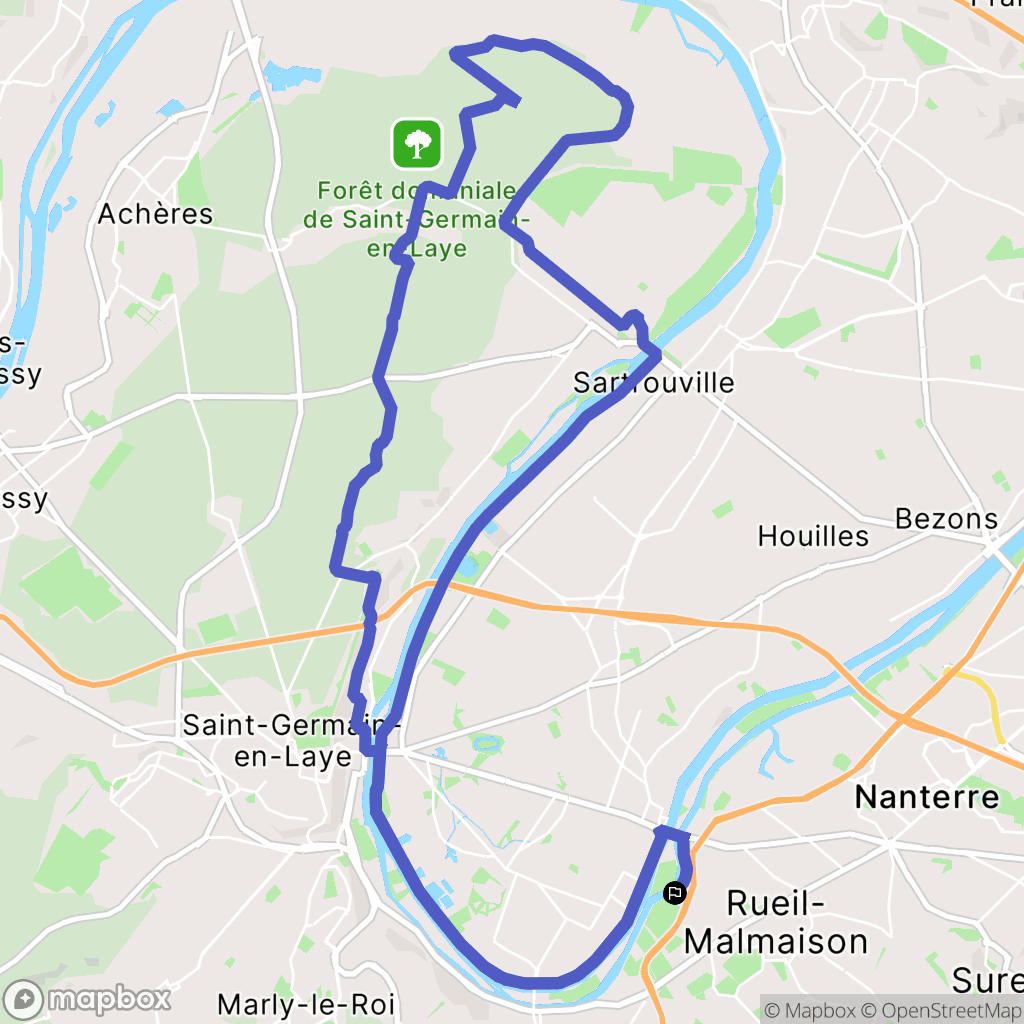 Rueil-Malmaison : carte du parcours de randonnée - France