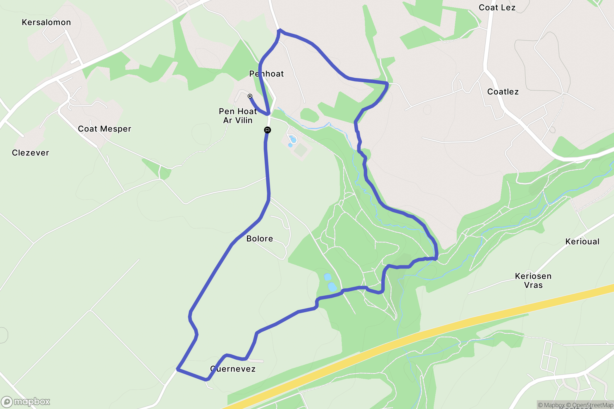Plouédern : carte du parcours de randonnée - France