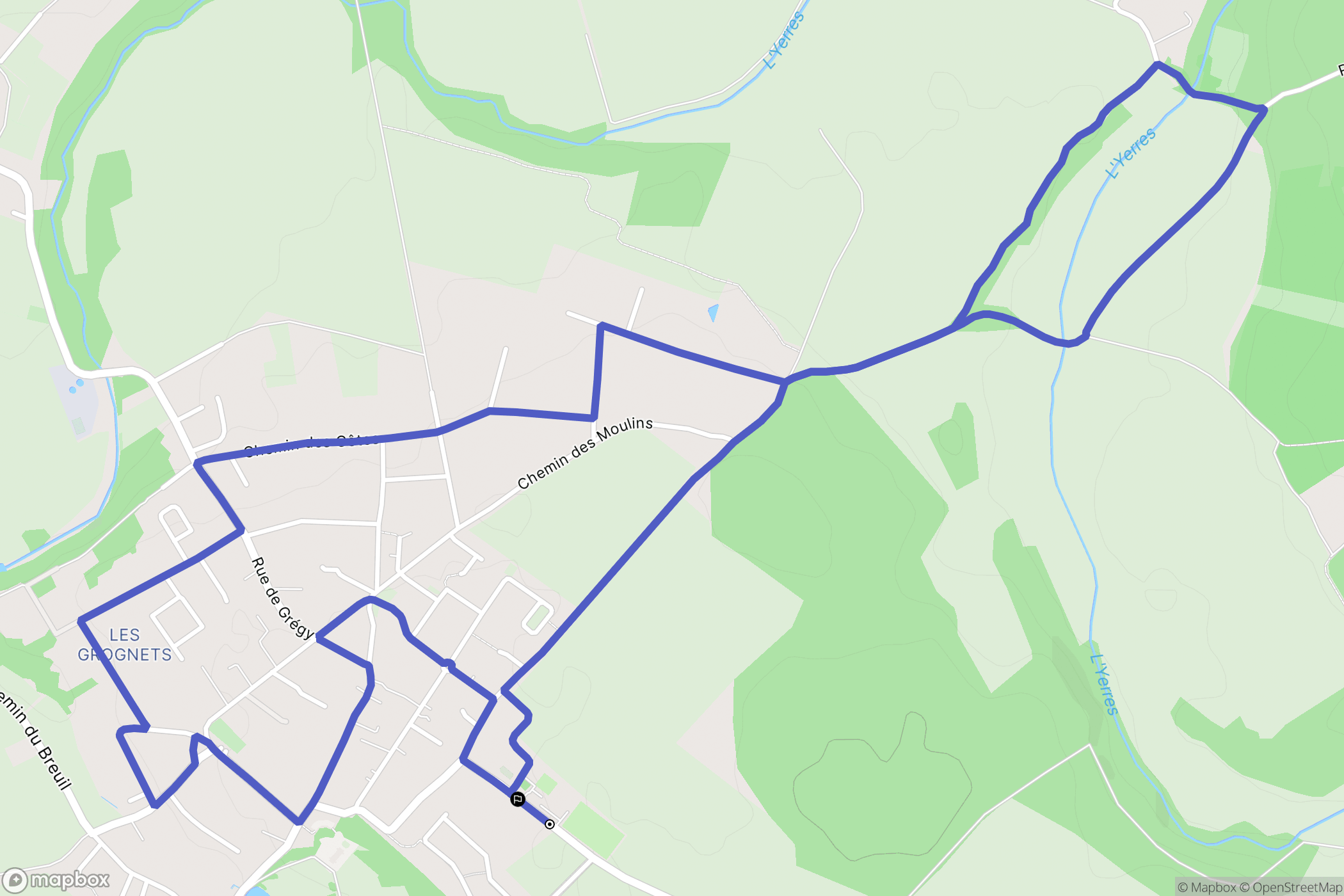 Évry-Grégy-sur-Yerre : carte du parcours de randonnée - France