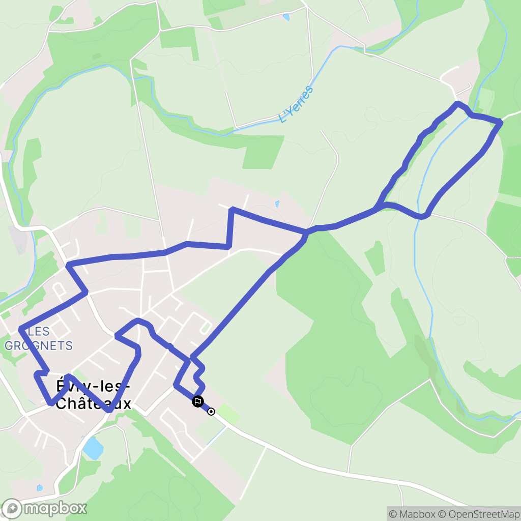 Évry-Grégy-sur-Yerre : carte du parcours de randonnée - France