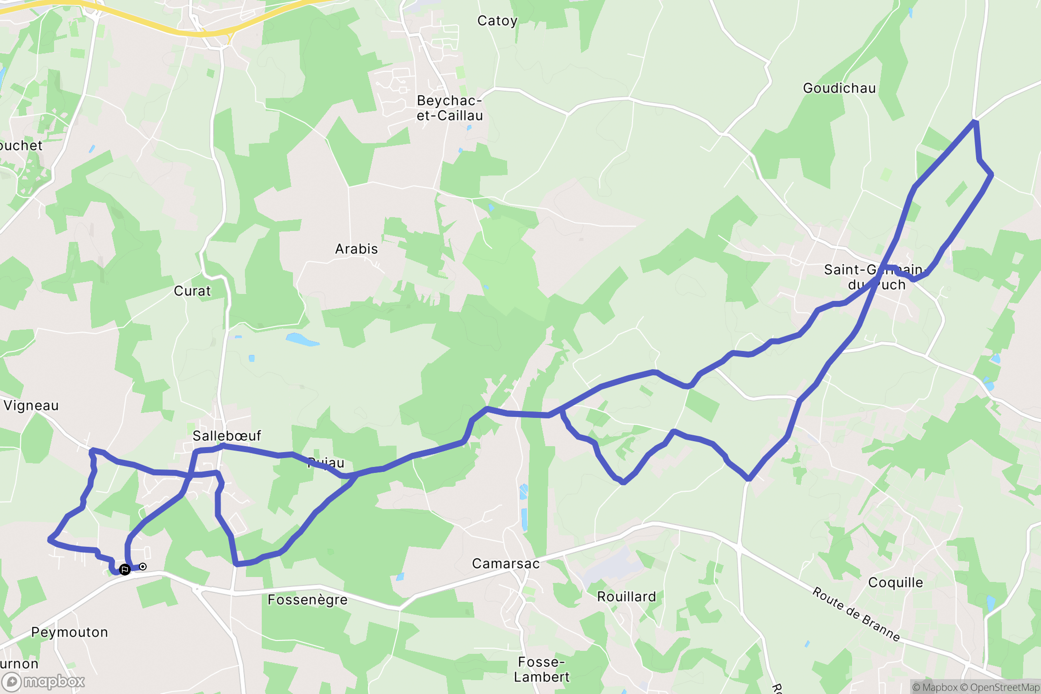Sallebœuf : carte du parcours de randonnée - France