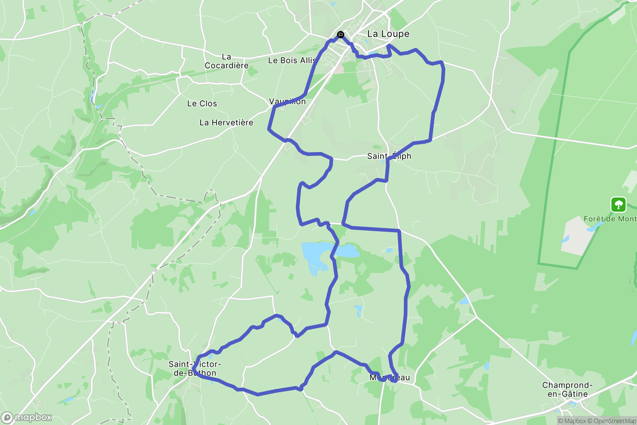 La Loupe : carte du parcours de randonnée - France