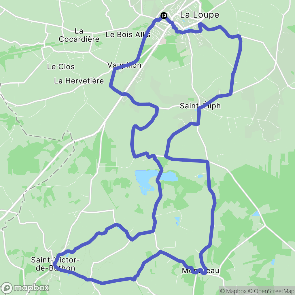 La Loupe : carte du parcours de randonnée - France