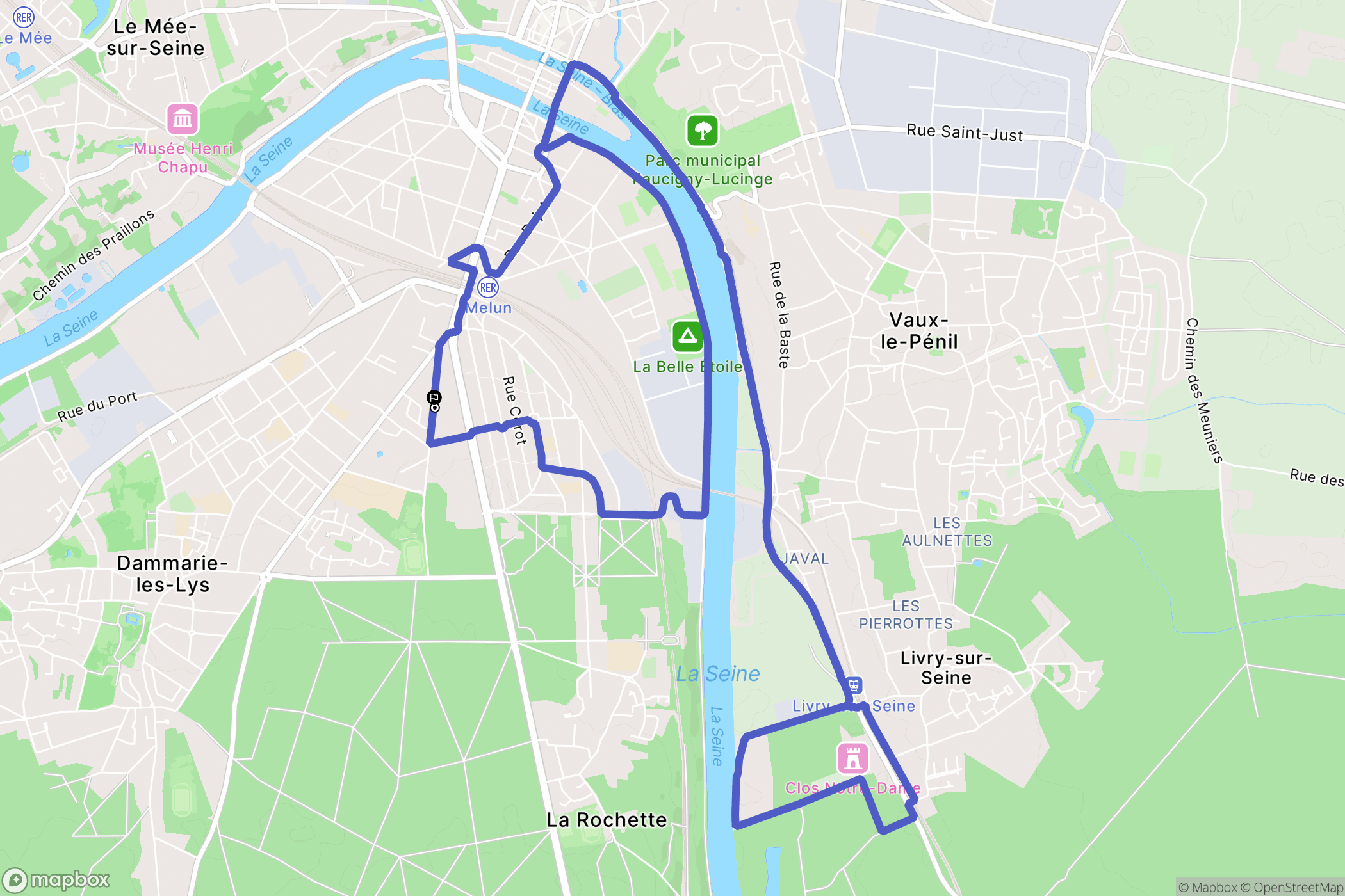 Dammarie-les-Lys : carte du parcours de randonnée - France
